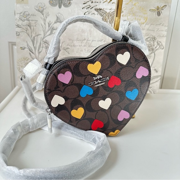 Coach Heart Crossbody In Signature Canvas With Heart Print style CP022 - Picture 6 of 16